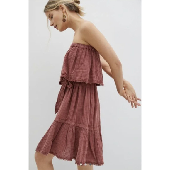 Daily Practice by Anthropologie NEW Malibu Mini Dress in Dark Auburn XS - Picture 2 of 15